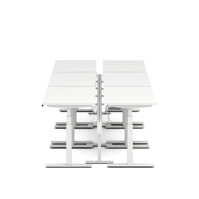 Series L Desk For 6 + Boom Power Rail, White, 47", White Legs - Image 2