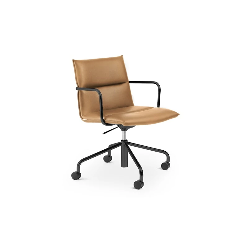 Tan Meredith Meeting Chair, Mid Back, Black Frame - Image 2