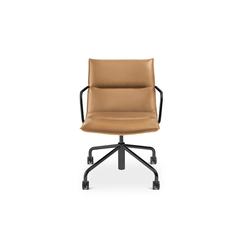Tan Meredith Meeting Chair, Mid Back, Black Frame - Image 3