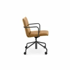 Tan Meredith Meeting Chair, Mid Back, Black Frame