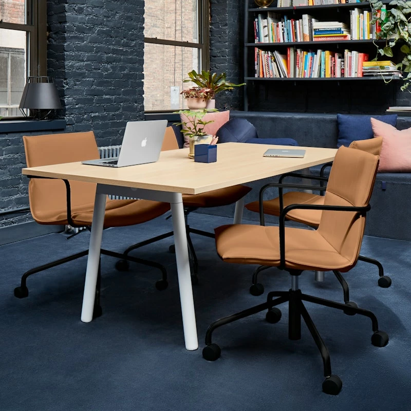 Tan Meredith Meeting Chair, Mid Back, Black Frame - Image 4