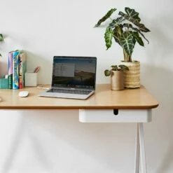 White + Natural Oak Key Desk, 48"