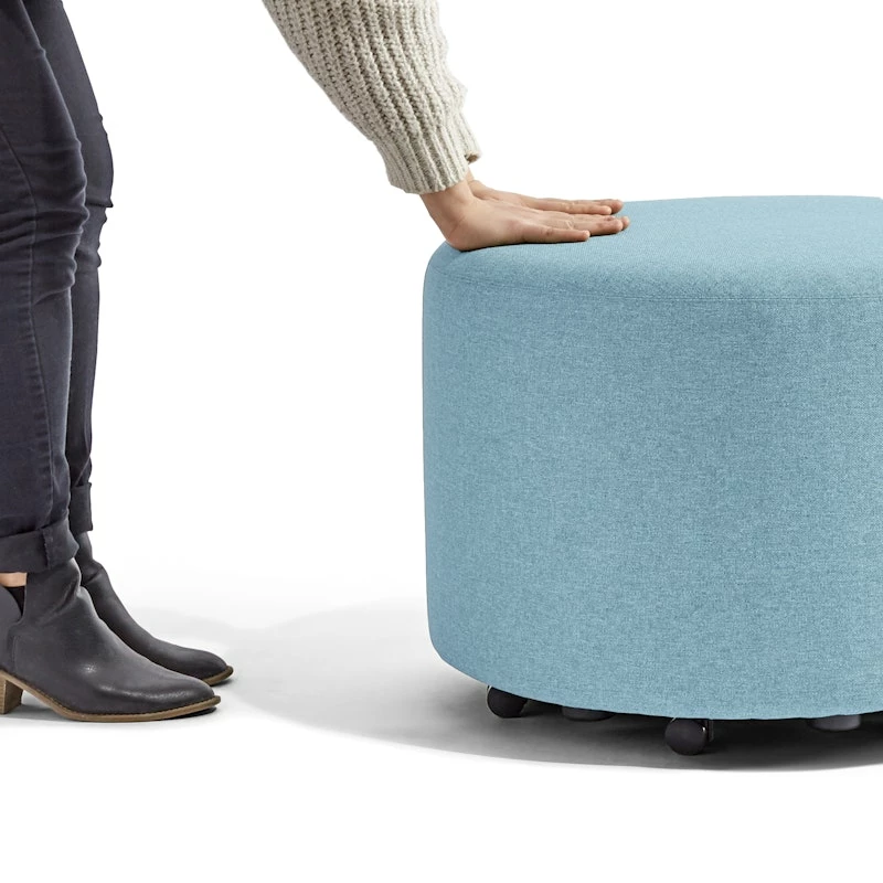 Blue Block Party Lounge Round Ottoman, 24" - Image 4