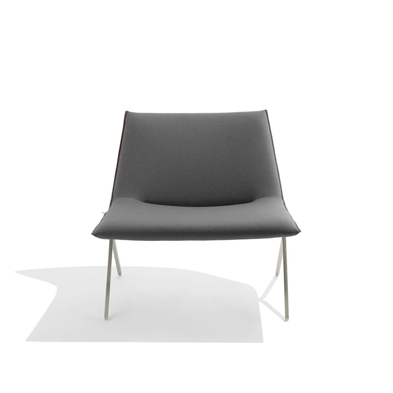 Dark Gray Meredith Lounge Chair, Nickel Frame - Image 4