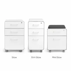 White + Light Gray Slim Stow 3-Drawer File Cabinet, Rolling