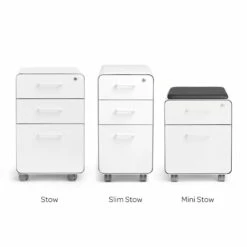 White + Light Gray Slim Stow 3-Drawer File Cabinet