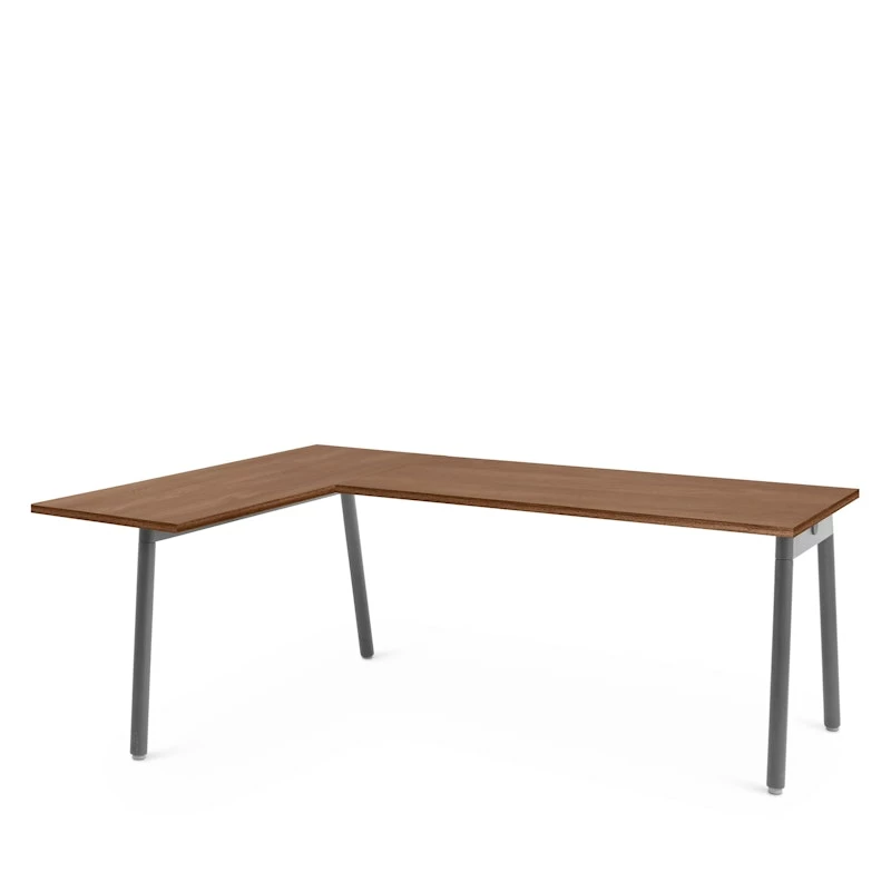 Series A Corner Desk, Walnut With Charcoal Base, Left Handed