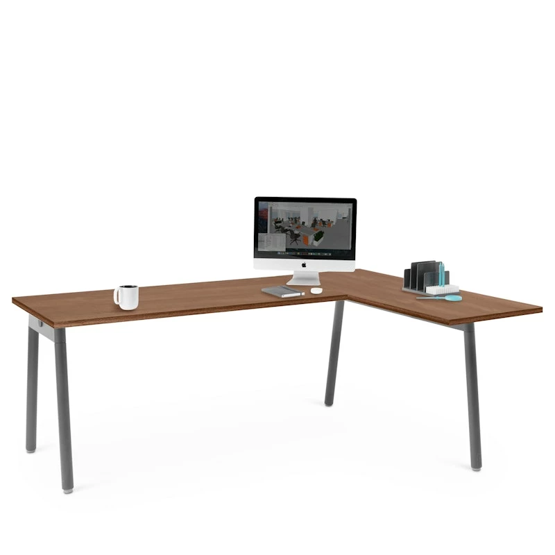 Series A Corner Desk, Walnut With Charcoal Base, Right Handed - Image 2