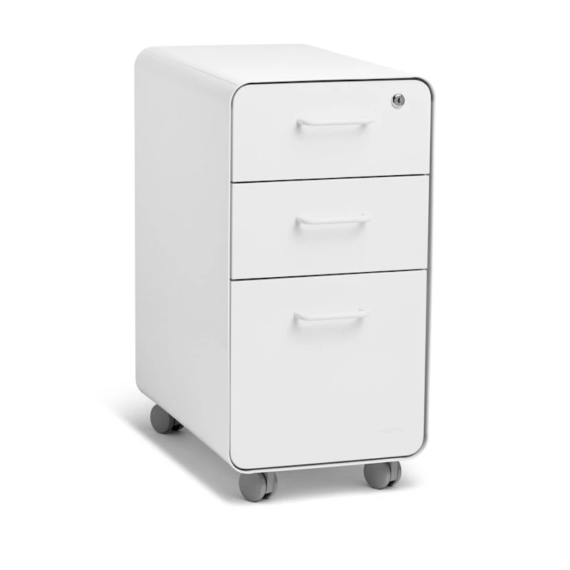 White Slim Stow 3-Drawer File Cabinet, Rolling - Image 5