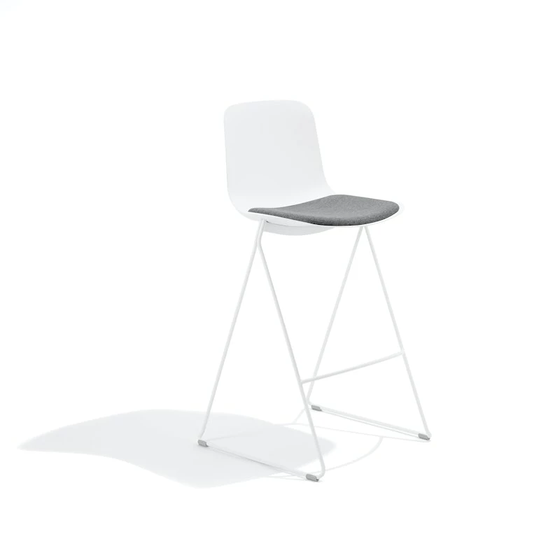 White Key Stool, Set Of 2, With Gray Seat Pad - Image 2