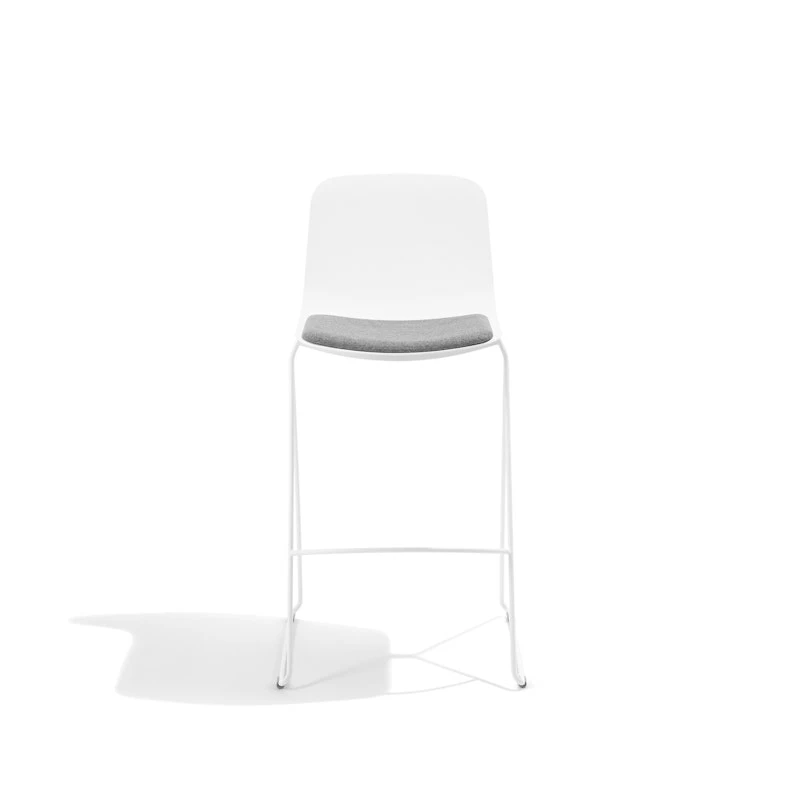 White Key Stool, Set Of 2, With Gray Seat Pad - Image 3