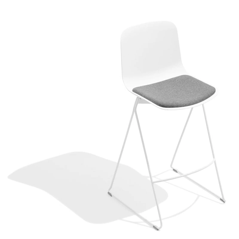 White Key Stool, Set Of 2, With Gray Seat Pad - Image 7