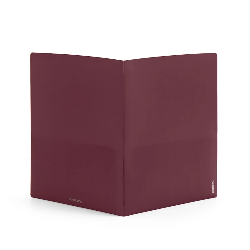 Wine + Light Gray 2-Pocket Poly Folder - Image 2