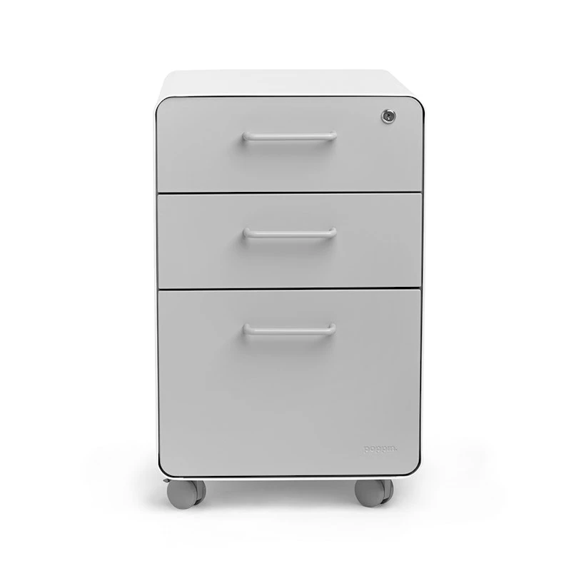 White + Light Gray Stow 3-Drawer File Cabinet, Rolling - Image 2