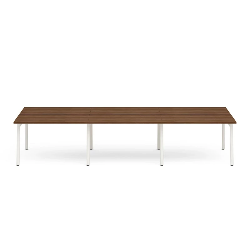 Series A Double Desk For 6, Walnut, 47", White Legs - Image 2