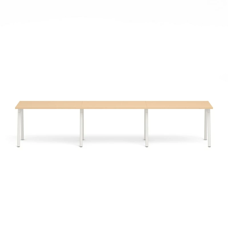 Series A Single Desk For 3, Natural Oak, 47", White Legs - Image 3
