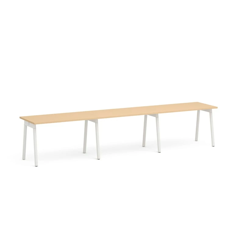 Series A Single Desk For 3, Natural Oak, 47", White Legs - Image 4