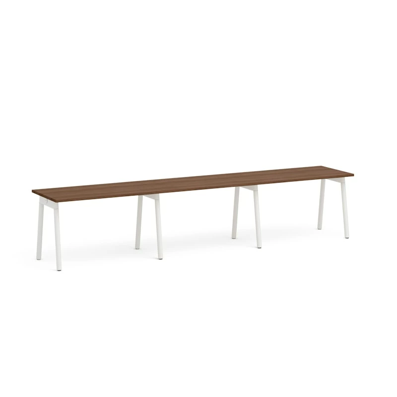 Series A Single Desk For 3, Walnut, 47", White Legs - Image 2