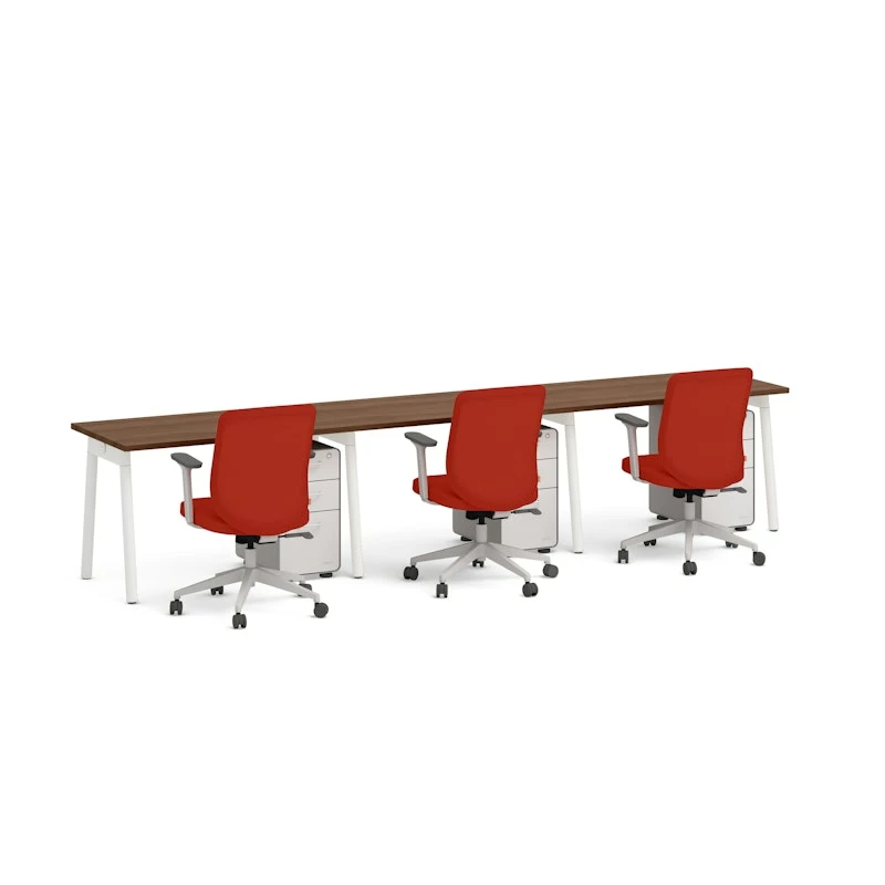 Series A Single Desk For 3, Walnut, 47", White Legs - Image 4